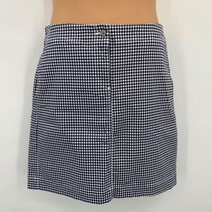 Talbots‎ Blue & White Gingham Flat Front Stretch Women's Denim Skirt Size 10 P